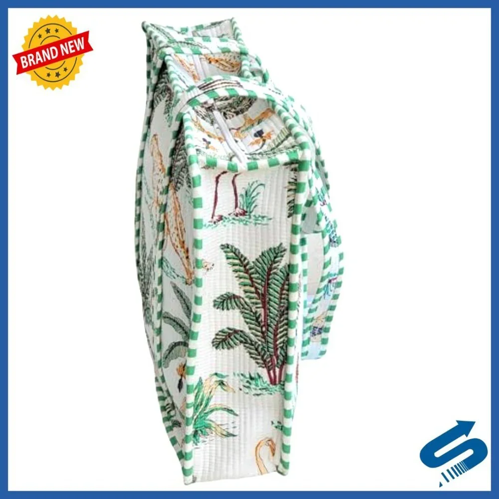 100% Cotton Reversible Tote Bag with Shoulder Straps for Shopping Travel
